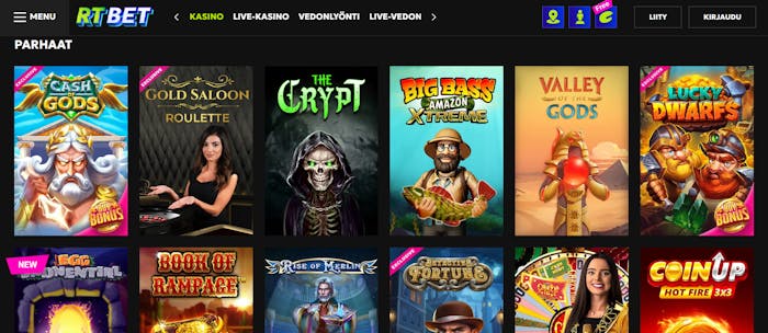 RT BET tarjoaa mahtavia pelejä pelattavaksi