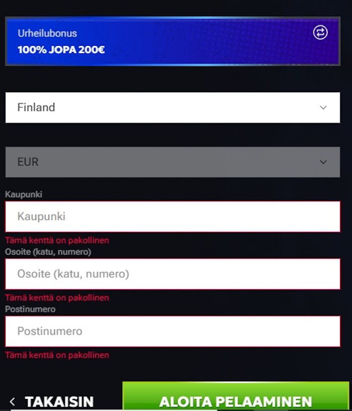 Rekisteröityminen tapahtuu helposti RTBetilla