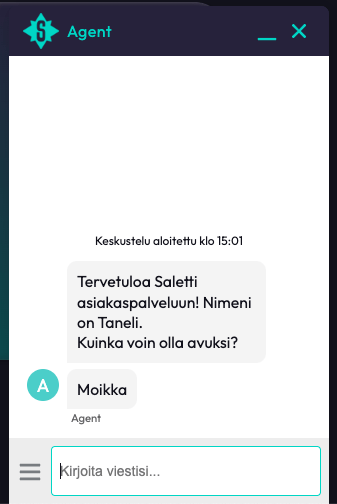 Saletti kasinon asiakaspalvelu vastaa hyvin nopeasti