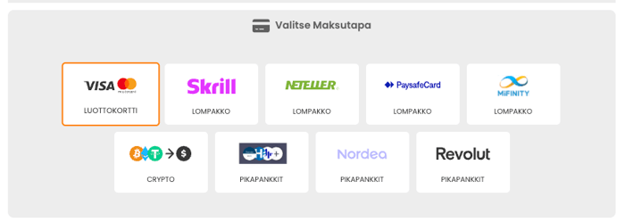 Scatters maksutavat