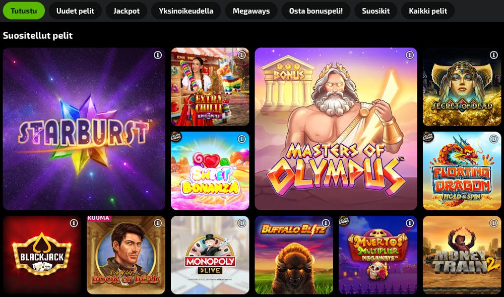 Mobilebet pelivalikoima