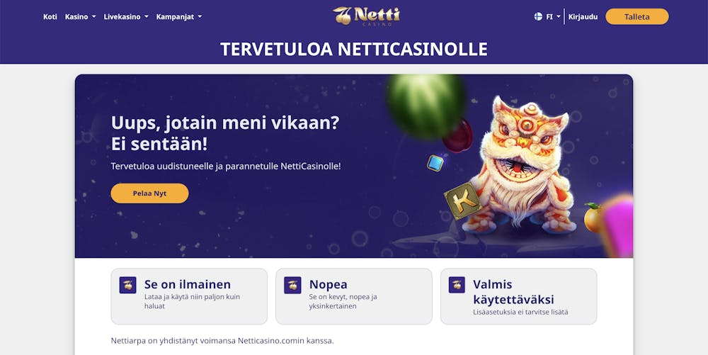 Nettiarpa yhdistynyt Netticasinoon