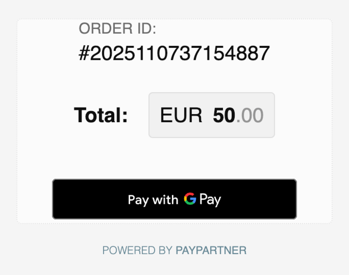 Google Pay talletusikkuna 50 € talletukselle