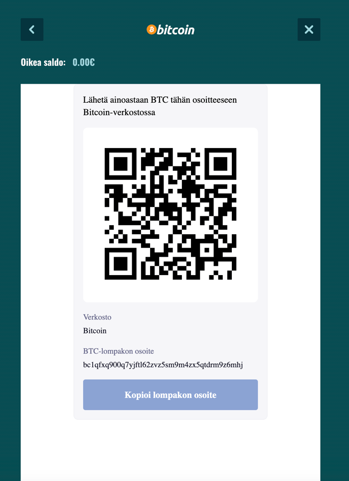 Koodi bitcoin-talletukseen Golissimo kasinolla.