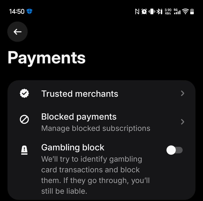 Revolut mahdollistaa uhkapelieston asettamisen sovelluksessa.