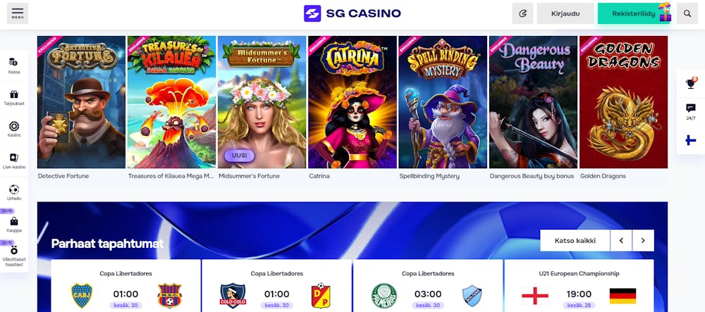 SGCasinon pelivalikoima