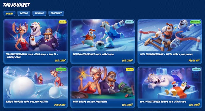 SG Casinolla on useita pelaajille tarkoitettuja tarjouksia, kuten Kash Drops ja viikoittainen 50 % bonus.