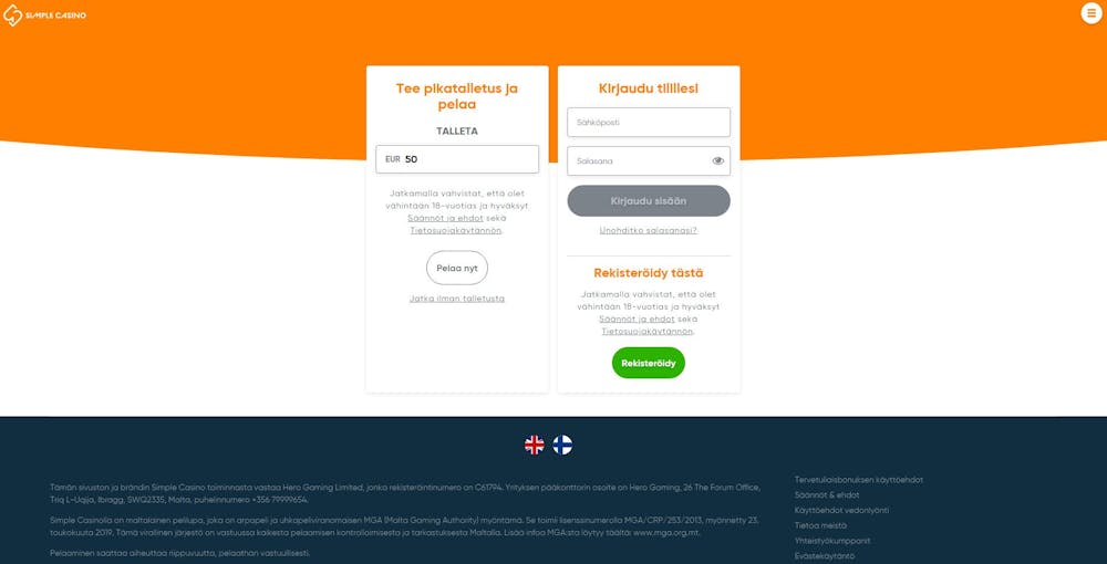 simple casino Ilmoittautumisikkuna