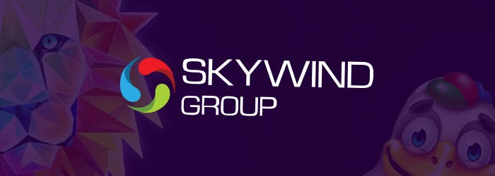 Skuwind Group logo violetilla taustalla, jossa näkyy kaksi pelihahmoa