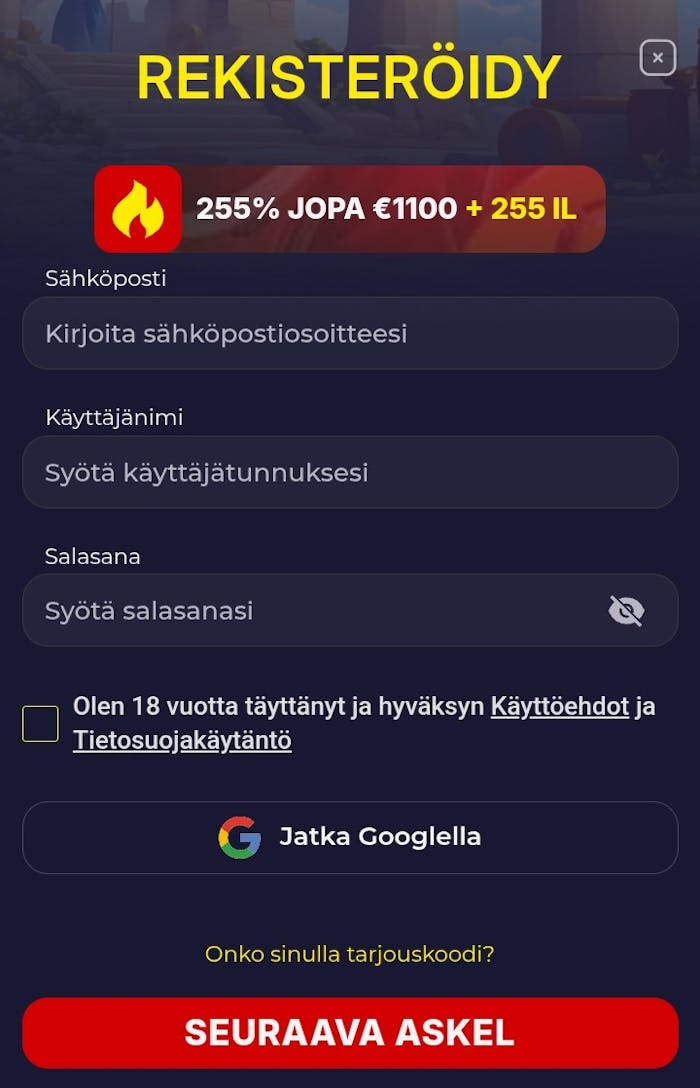Slota tilin avaus