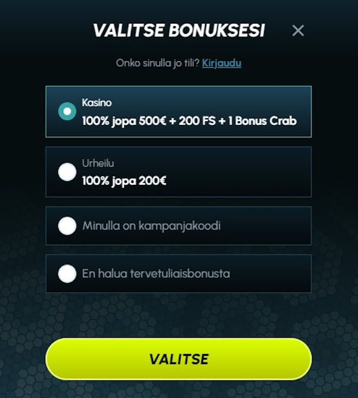 Slotexo casinon tervetulobonus.