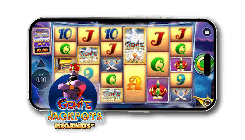 Genie Jackpots Megaways mobiili-versio on ihan yhtä värikäs kuin tietokone versio