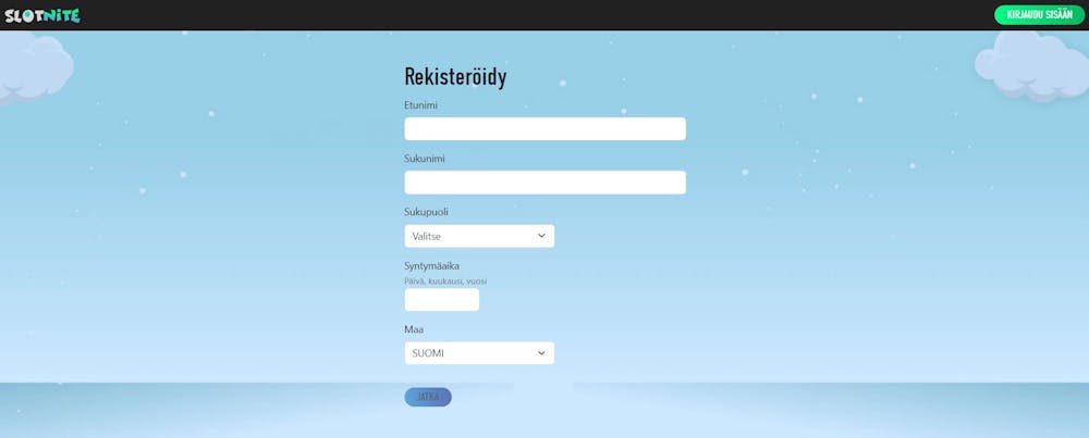 SlotNite rekisteröityminen