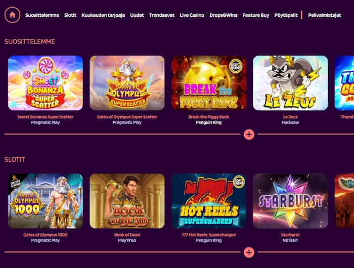 Slot Paradise Casinon suosittelemat slotit