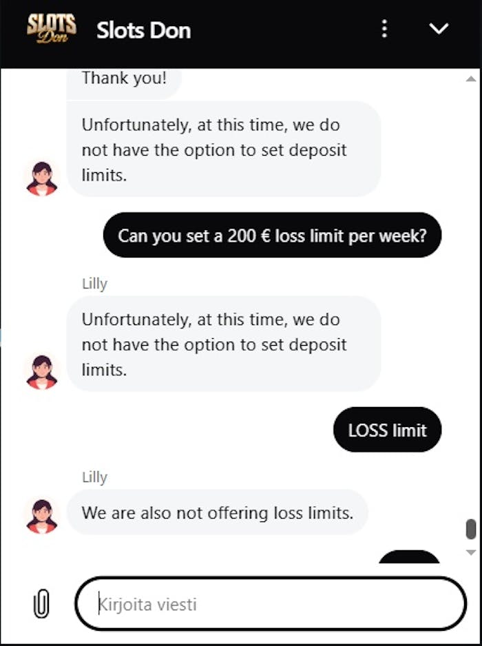 Slots donin asiakaspalvelu toimii paremmin englanniksi