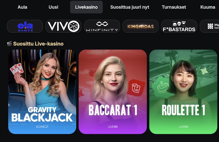 Live-pelejä, kuten Blackjack Slots Don casinolla