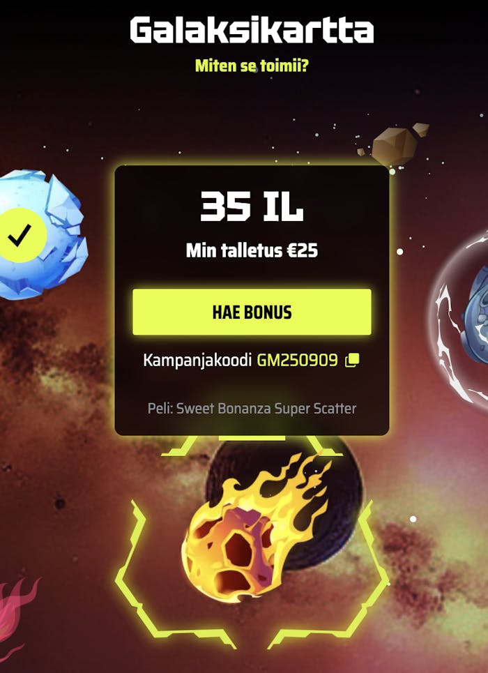 Slotsvader tarjoaa monia eri vaihtoehtoja Galaksikartan kautta