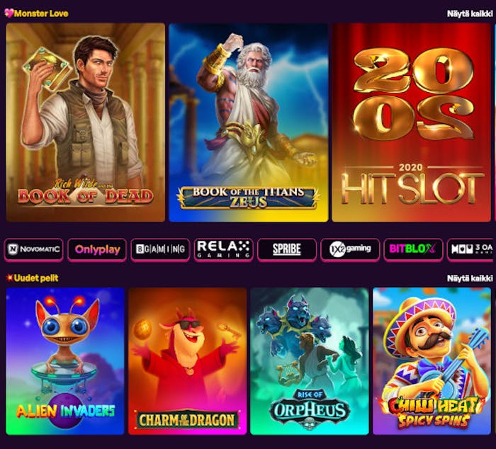 Löydä parhaat kolikkopelit Slotti Monster Casinolta