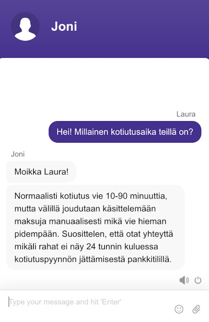 Kysyimme Slotti Monsteri Casinon tuki-chatissa kotiutusajoista