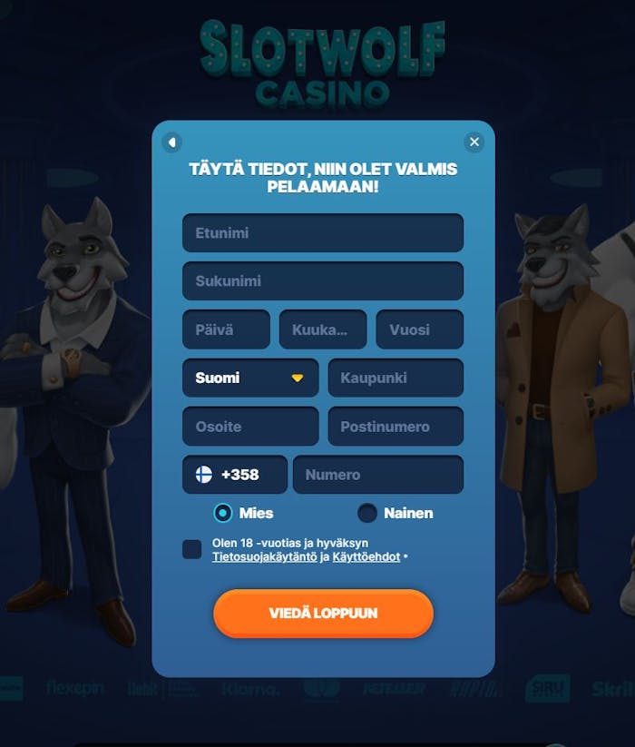 SlotWolf ilmoittautumissivu