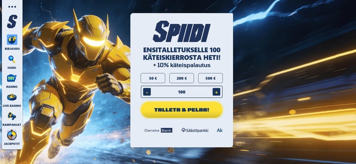 Spiidi kasinon etusivun talletuslomake.