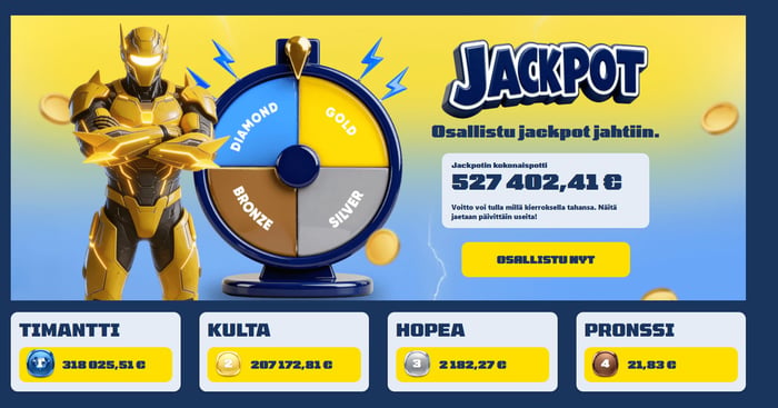 Spiidi kasinon jackpot-pelivaihtoehdot.
