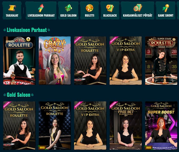 Pelaa live-pelej? Spinanga Casinolla