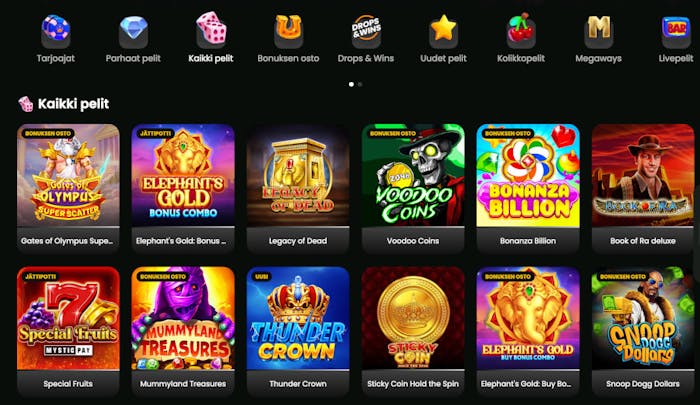 Spinaro Casinon peliaulassa on tuhansia kasinopelejä