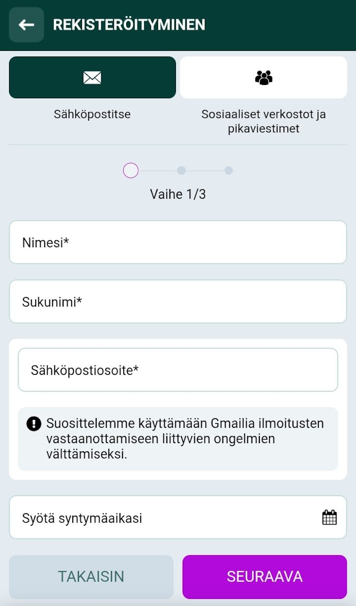Spinbetter tilin avaus