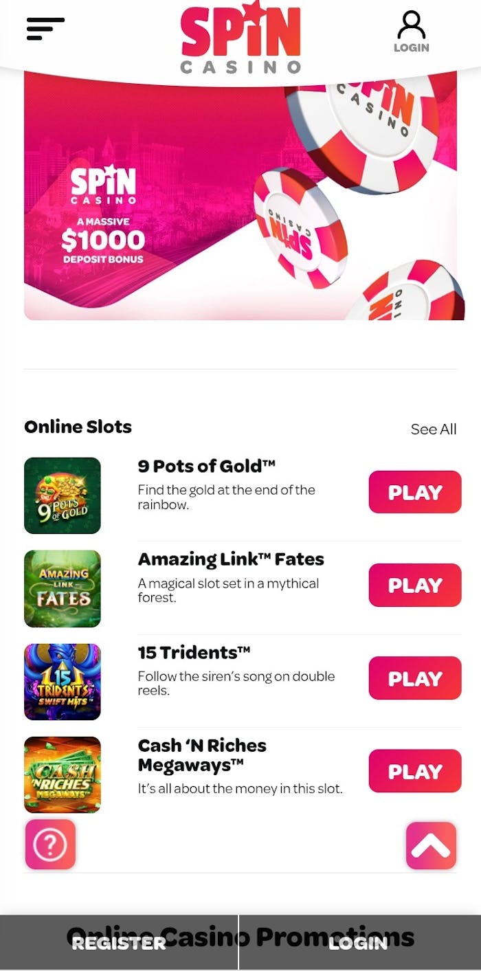 Spin Casino mobiilissa