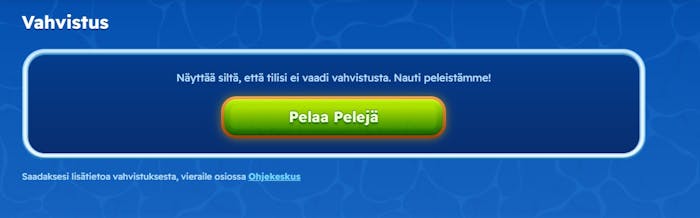 Spinfest Casinolla henkilöllisyys vahvistetaan vasta, kun kasino pyytää KYC-dokumentit.