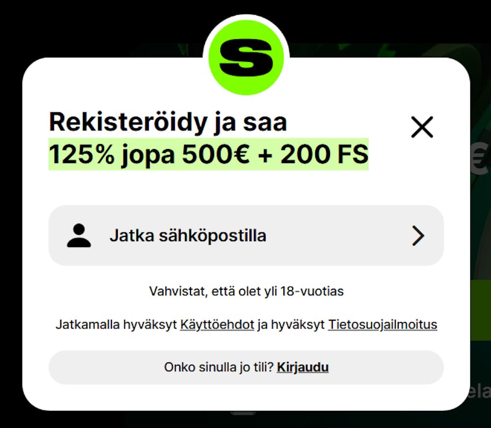 Mobiilikasino Spinitille voi kirjautua nopeasti.