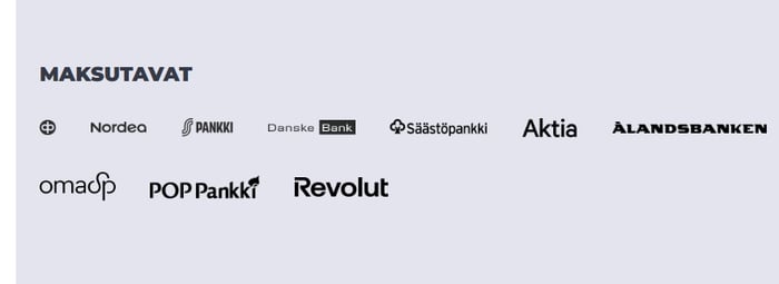 Spinnairin maksuissa käytössä olevat suomalaispankit.