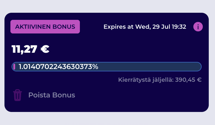 Kierrätyksen eteneminen 1,01 prosenttiin.
