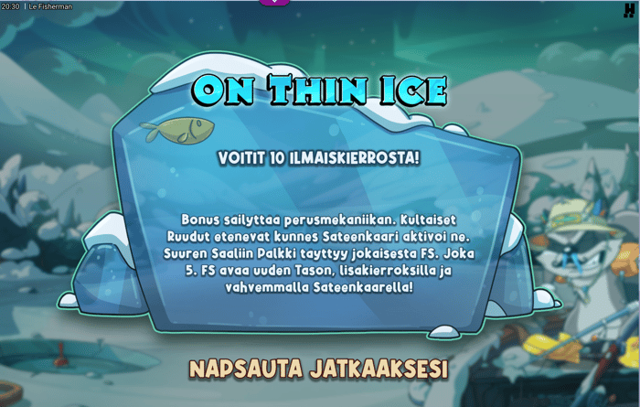 10 ilmaiskierrosta Le Fisherman -pelissä.