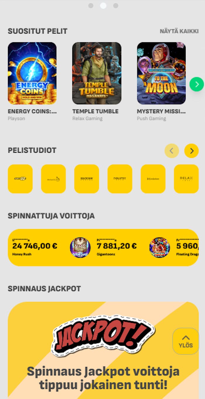 Spinnaus casinon peliaula, jossa on suosituimpia pelej?.