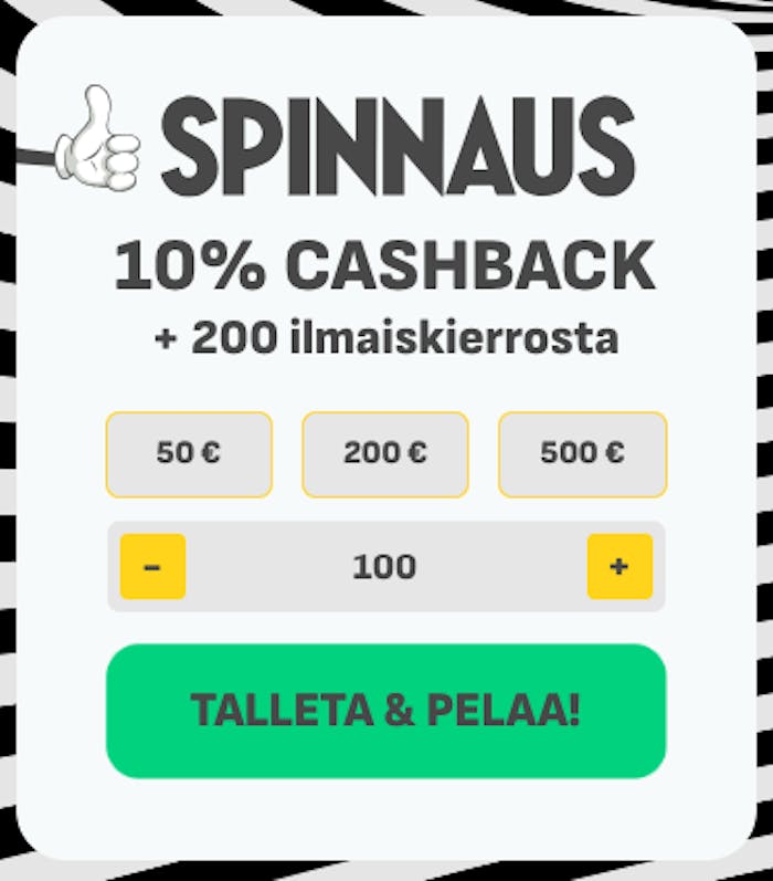 Spinnaus kasinolla pelaaminen aloitetaan hyvin näppärästi talletuksen kautta