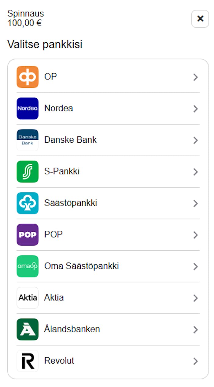 Spinnaus casinon talletus-ikkuna.