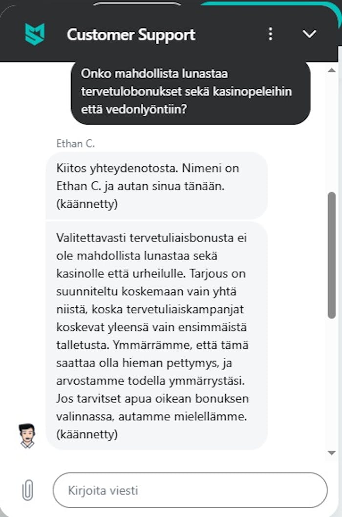 Spinolin asiakaspalvelu suomeksi