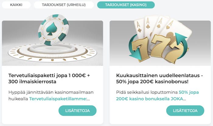 Spinoli tarjoaa monia eri bonus vaihtoehtoja