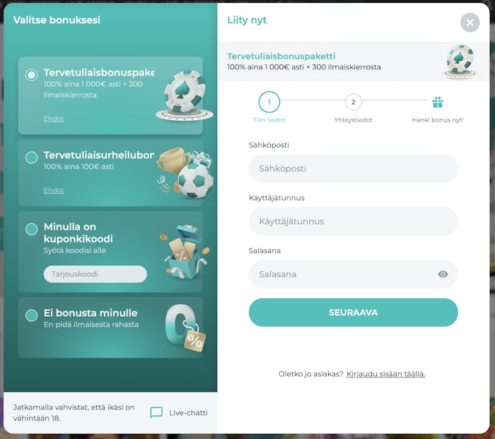Rekisteroityminen Spinoli kasinolle tapahtuu helposti