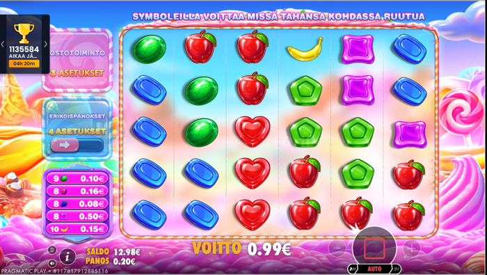 Sweet Bonanzan 0,99 euron voitto SpinSkull-kasinolla.
