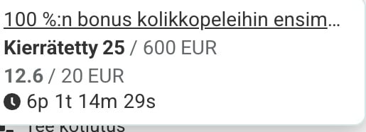 25 euroa Vivatbetin kierrätyksestä täytettynä.