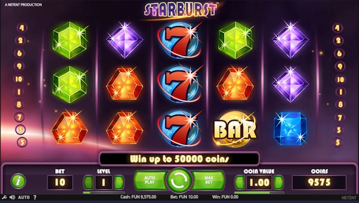 Starburst uhkapeli tarjoaa mahdollisuuden voittaa 50 000 kolikkoa