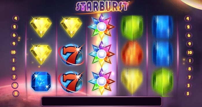 Starburst Wild aktivoi uudelleen pyöräytykset peräti kolme kertaa ja peittää koko kelan alleen. 