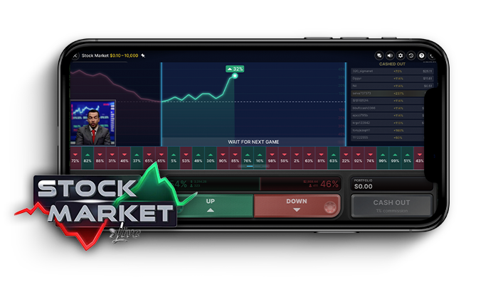 Stock Market crash-peli puhelimen näytöllä