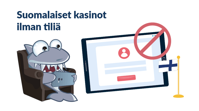 Kasinohai katsomassa tabletilta suomalaisia kasinoita ilman tiliä ja yli ruksittua rekisteröintilomaketta.