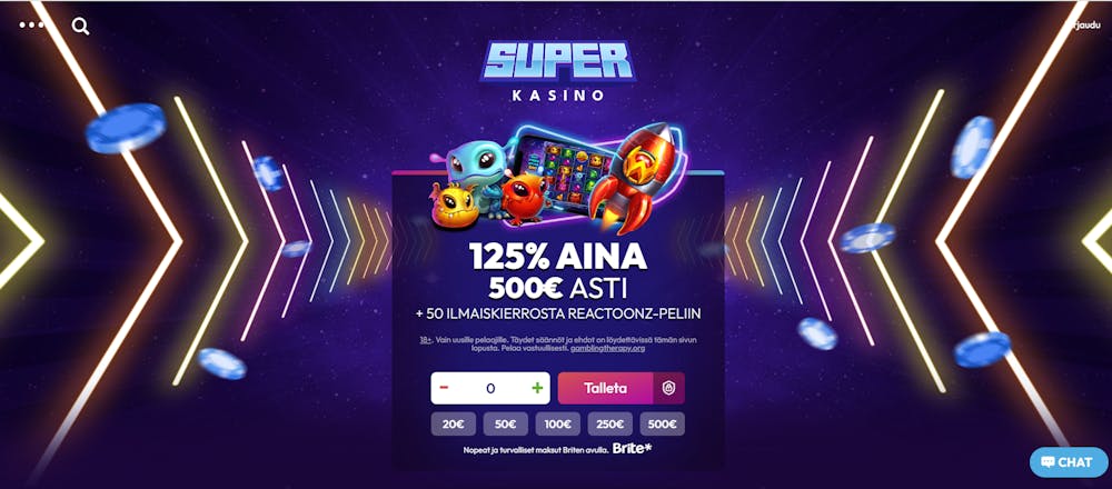 superkasinon tervetulotarjous