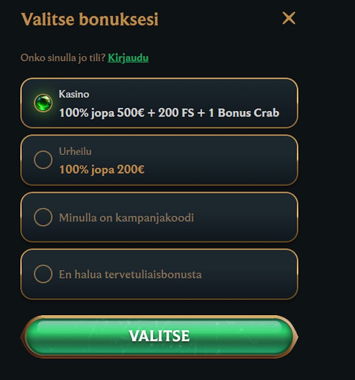Talismania tarjoaa omat tervetulobonukset kasinopelaajille ja vedonlyöjille. Pelaamisen voi aloittaa myös ilman bonusta.