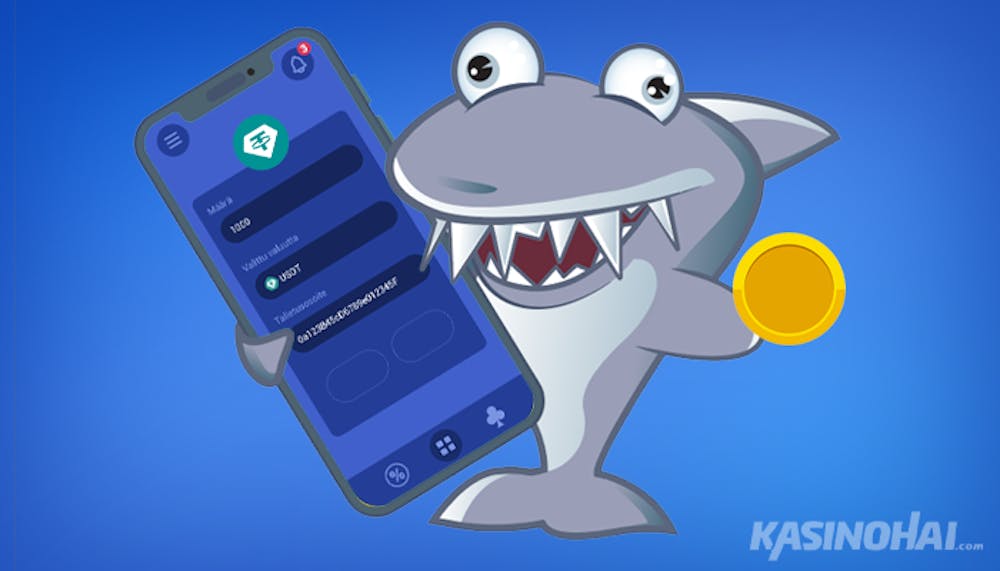 Kasinohai tekemässä kotiutusta Tether-kasinolta omaan kryptolompakkoon.